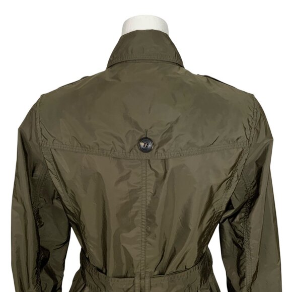 Burberry Brit Double Breasted Trench Coat Jacket US 8 Green Belted Utility Fall - Picture 11 of 16